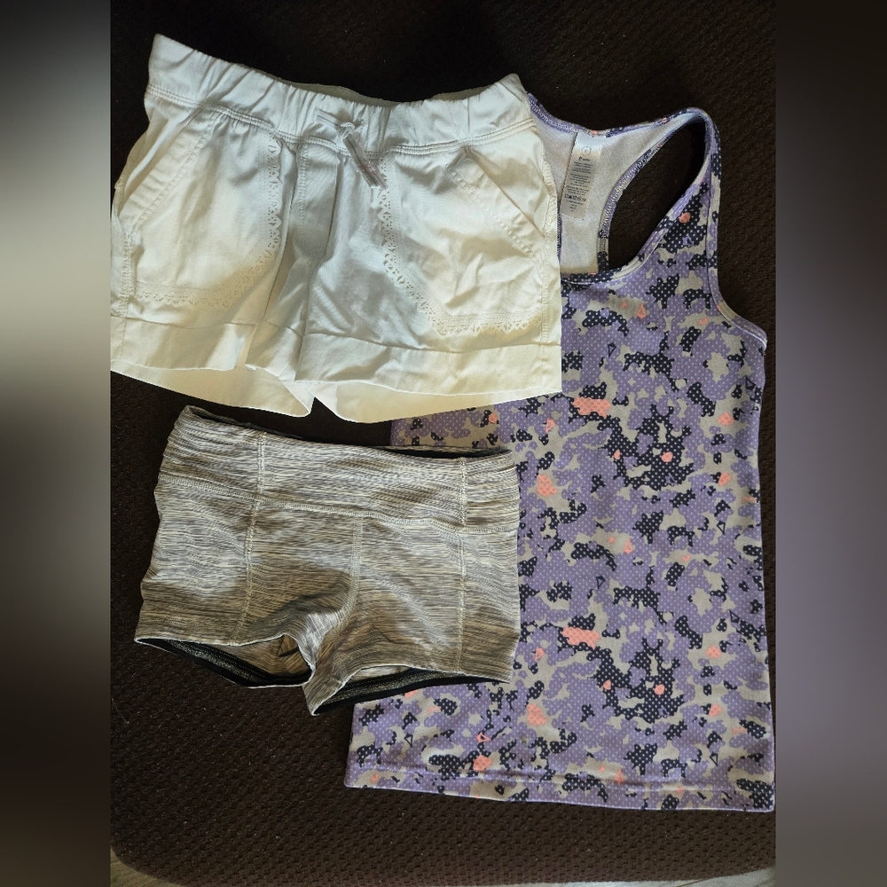 Ivivva Purple Camo Tank and Gray Shorts Set